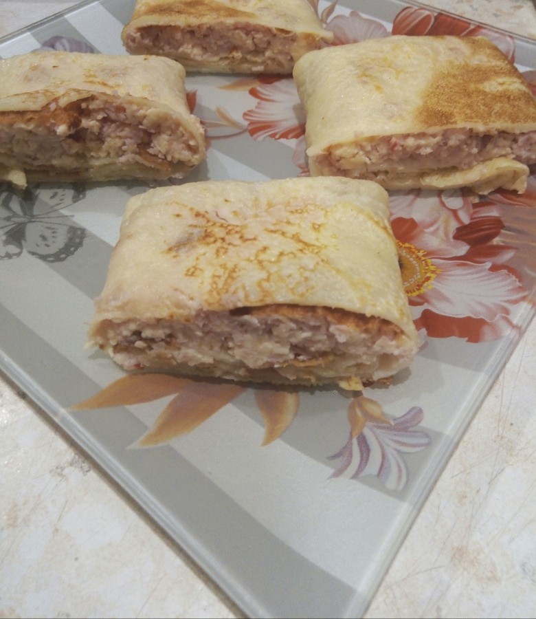 Блины с ветчиной и сыром