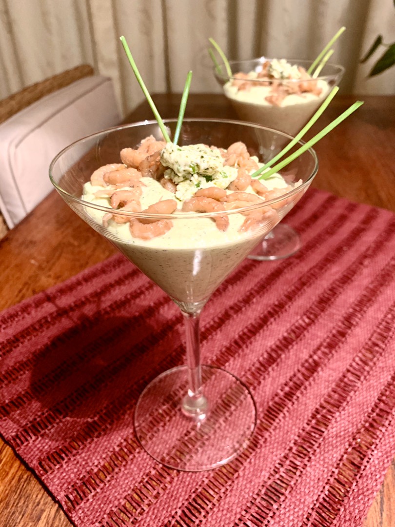 Кабачковый мусс с голландскими креветками