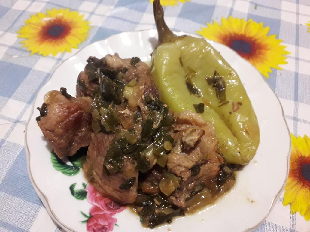 Китайская тушеная свинина с двойным зеленым луком - Китайская Рецепты