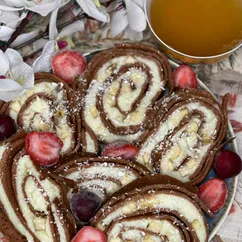 ПП- шоколадный рулет с заварным кремом 🍫