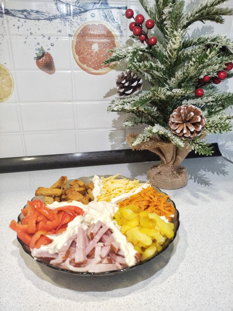 Очень вкусный и сытный салат "Калейдоскоп"