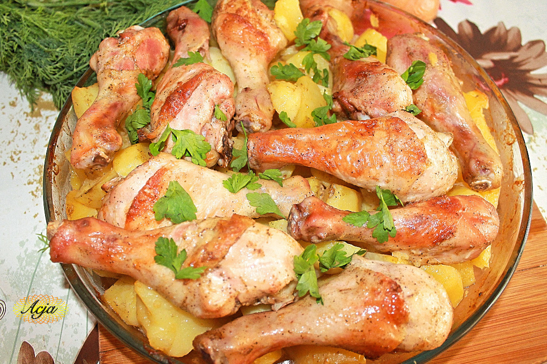 Куриные ножки с картошкой в духовке - пошаговый рецепт с фото на Готовим дома