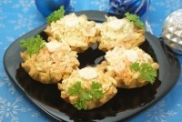 Домашние новогодние тарталетки с сыром