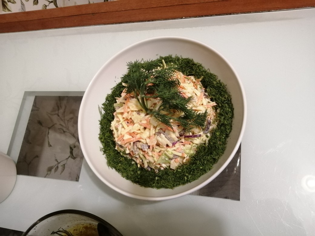 Салат с куриными сердечками