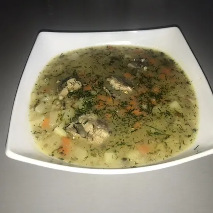 Суп из рыбных консервов и пшена