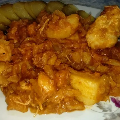 Мясо с капустой и картошкой🍛🍴🙏