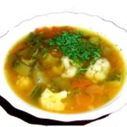 Суп овощной с говяжим языком
