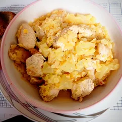 Чечевица с индейкой и кабачком