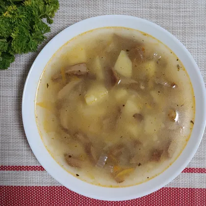 Грибной суп с булгуром (веганский)