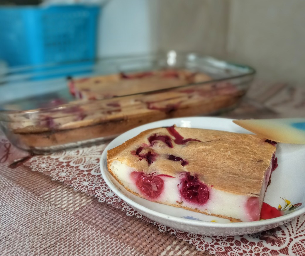 Заливной вишневый пирог, пошаговый рецепт с фото от автора Olga на ккал