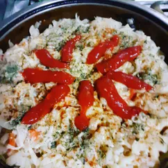 Макароны с овощами и сливками