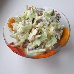 Салат с куриными сердечками