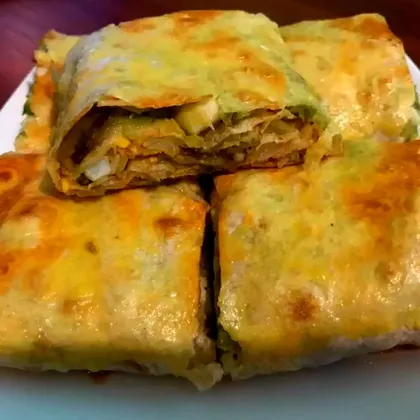 Пирожки из армянского лаваша с начинкой из капусты с яйцом