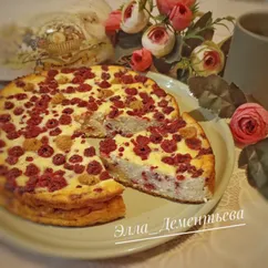 Творожная запеканка с малиной 