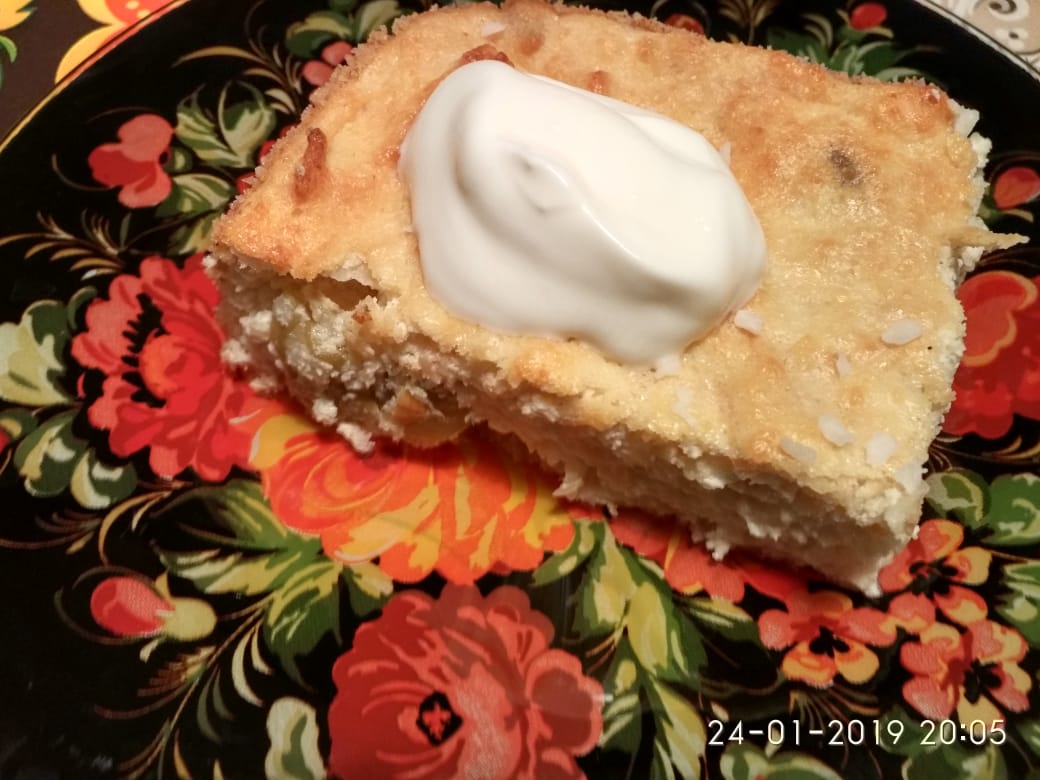 Творожное суфле с яблоками и изюмом
