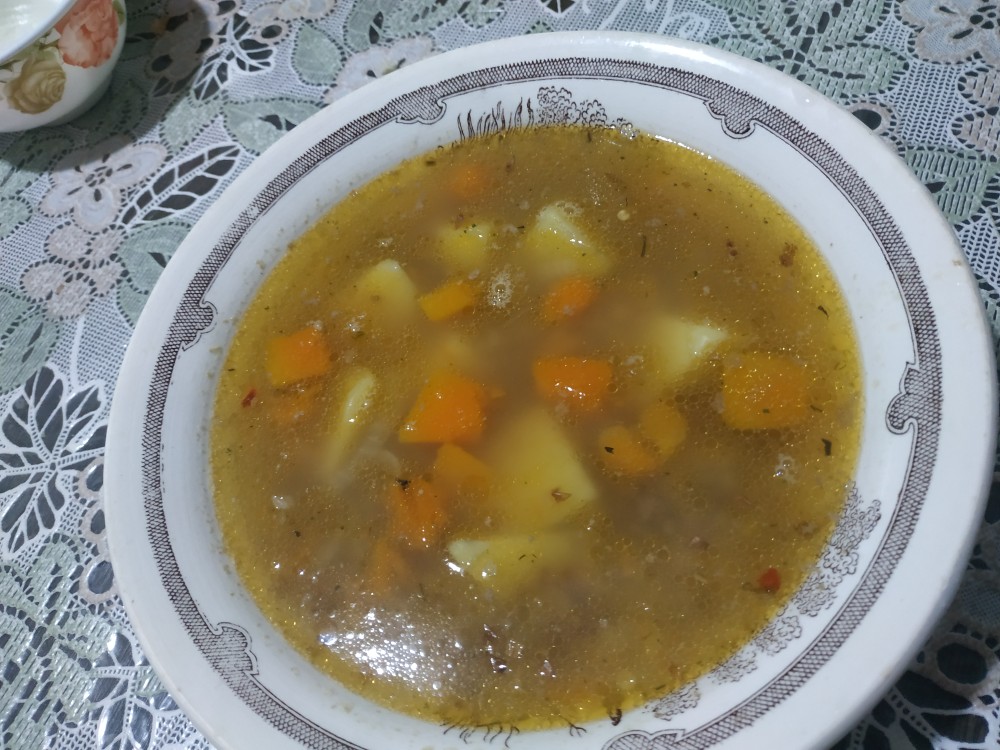 Тыквенный крем-суп со сливками и курицей