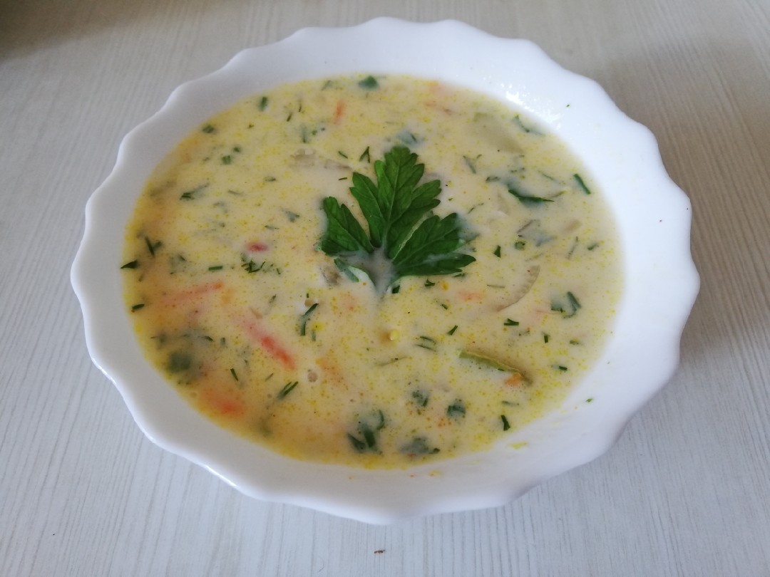 Сырный суп с вареными и свежими овощами, пошаговый рецепт на ккал, фото, ингредиенты - Т