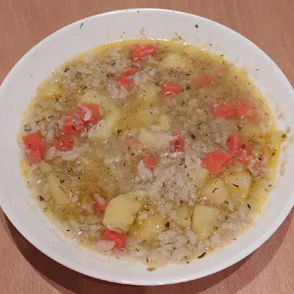 Рисовый суп с соевым мясом (веганский)