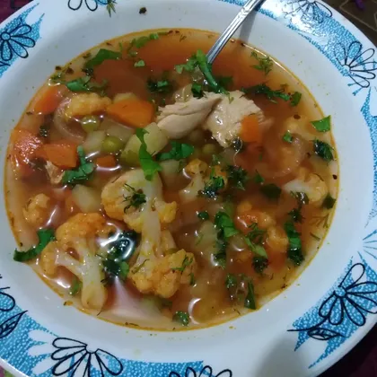 Томатный суп с цветной капустой и зелёным горошком #чемпионатмира #россия