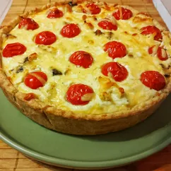 Открытый пирог - киш с курицей и грибами