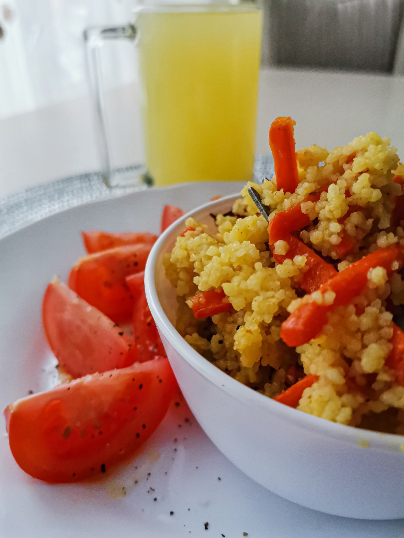 Кускус с морковью и шампиньонами