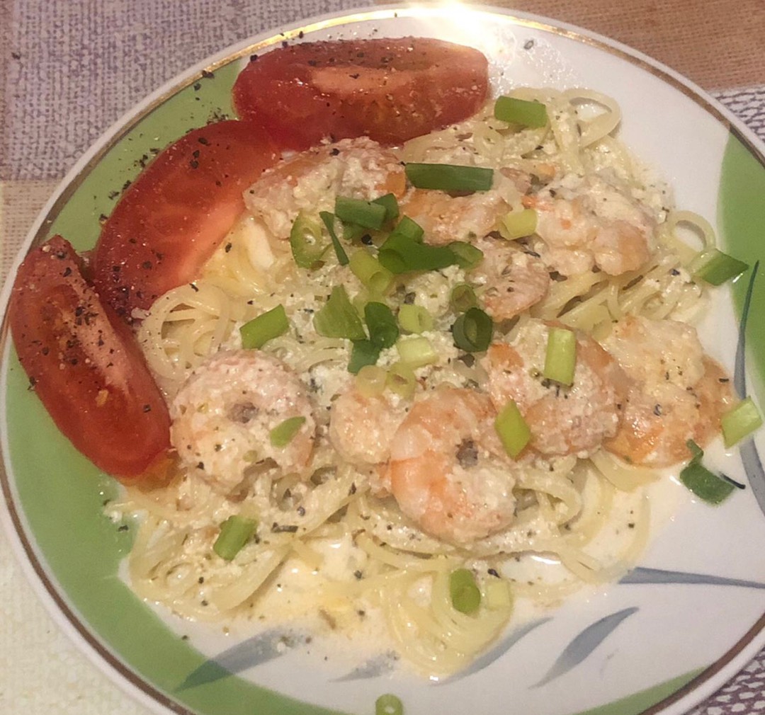 Паста с креветками в сливочном соусе с томатами рецепт – Итальянская кухня: Основные блюда. «Еда»