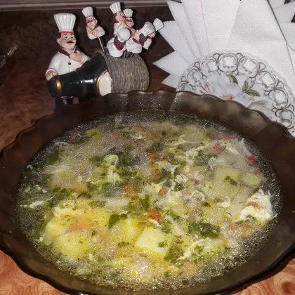 Суп заправленный яйцом🍲🥚😋