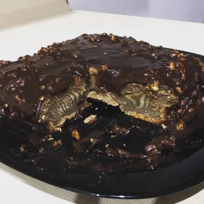Торт «Зебра» в шоколадно-ореховой глазури