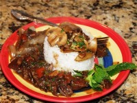 Индейка отварная под белым соусом с рисом