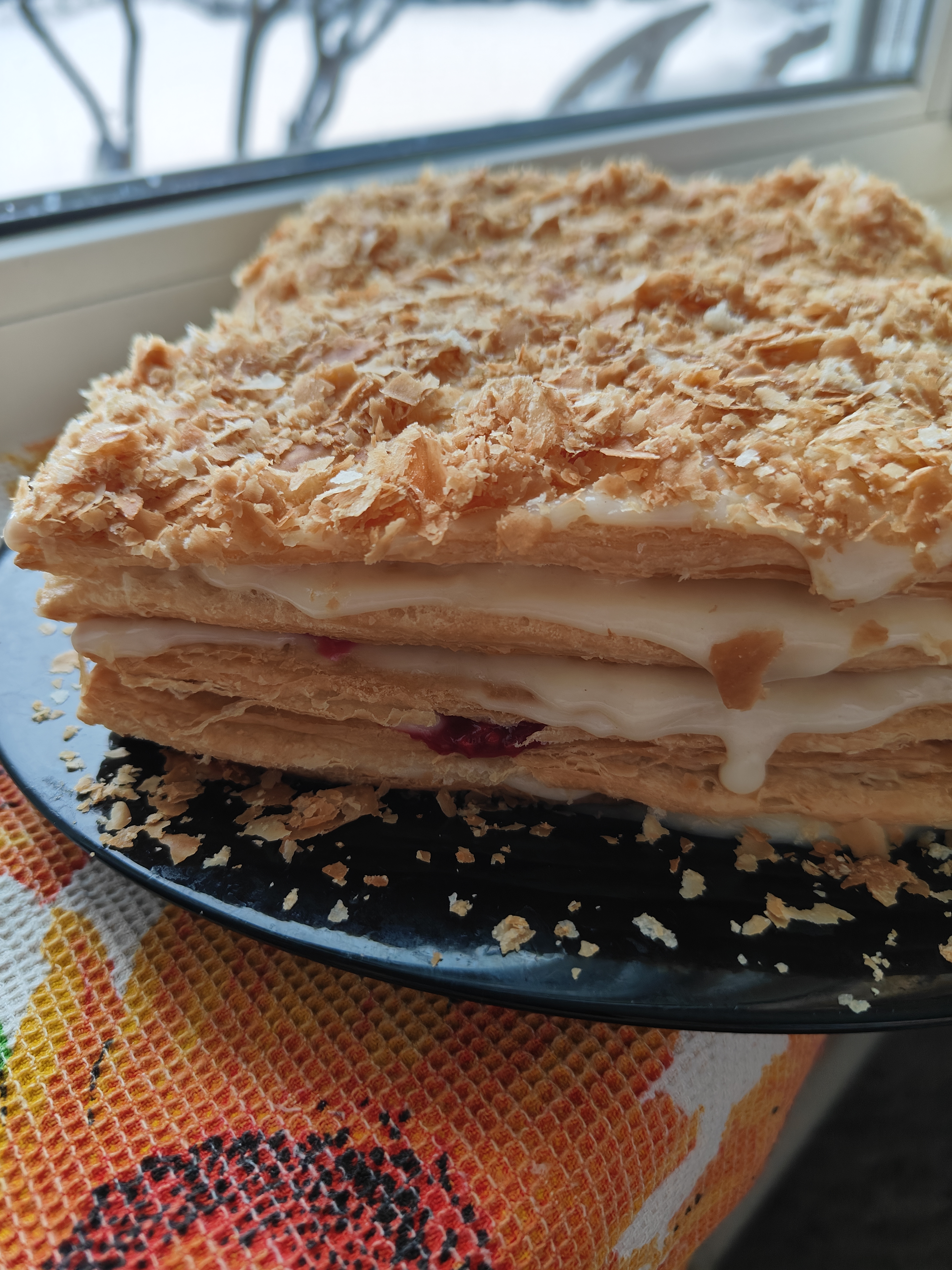 Слоеный торт с заварным кремом 