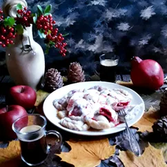 Вареники с вишней 🍁🍒🥟🥛🍁