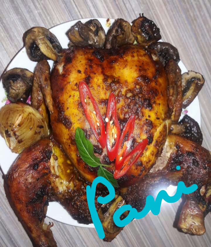 Курица с шампиньонами в соке апельсина