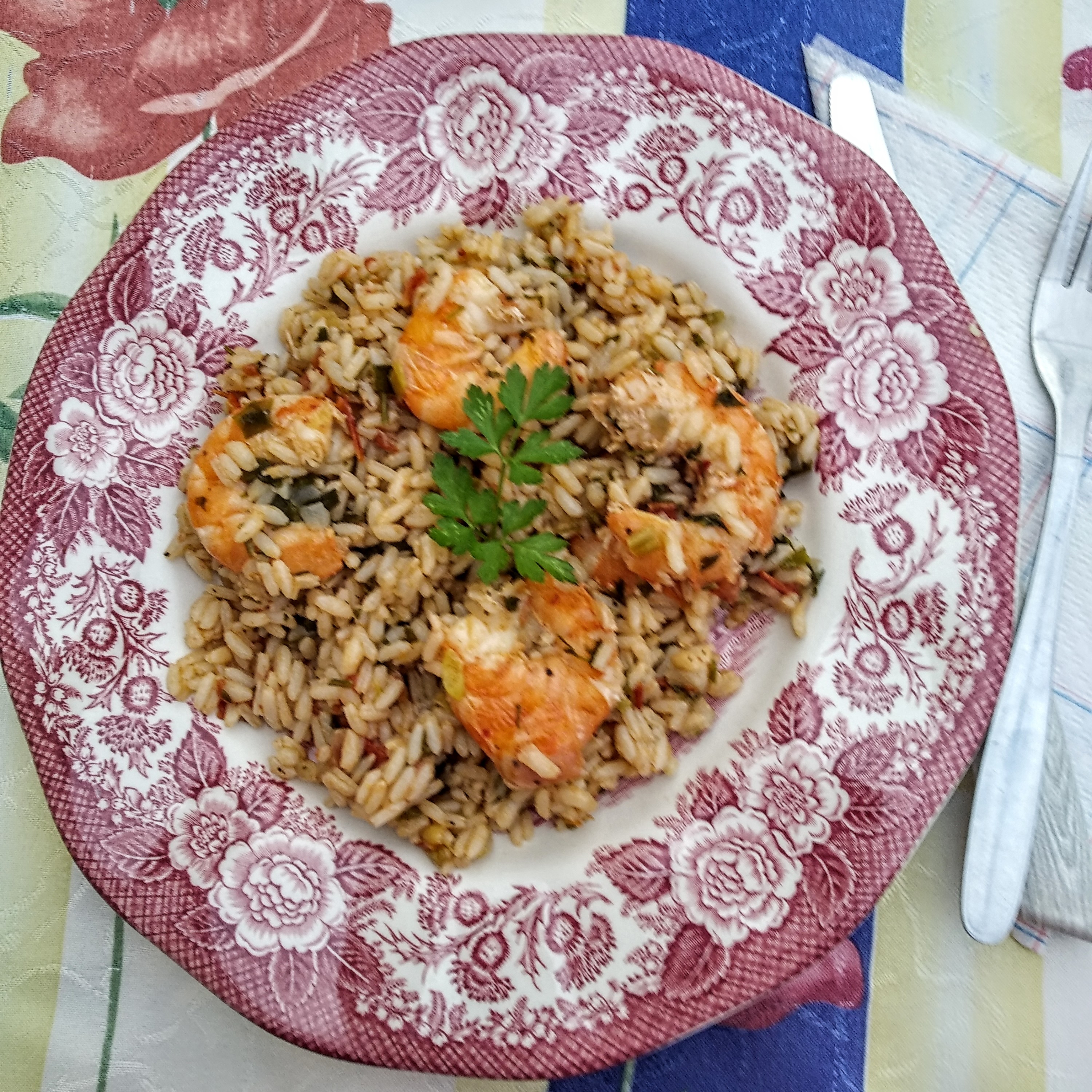 Плов с креветками