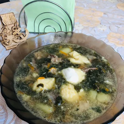 Суп с щавелем и клецками