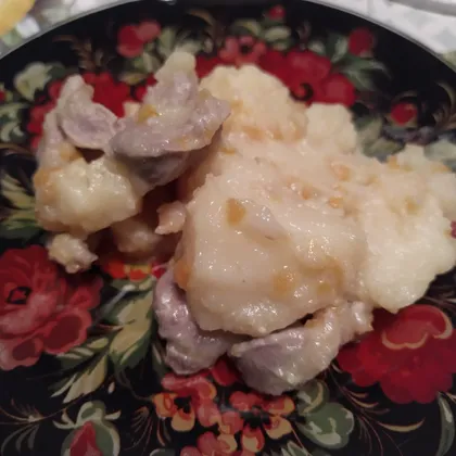 Тушеная картошка с куриными желудками в мультиварке