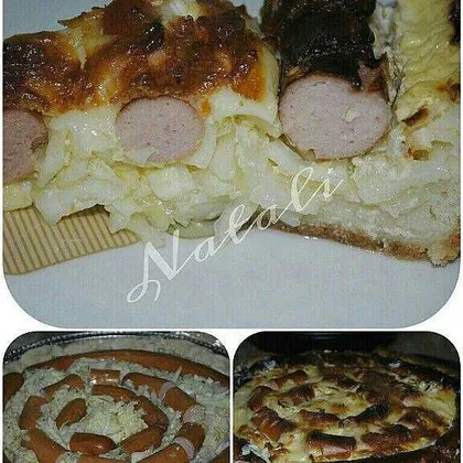 Пирог с сосисками и капустой