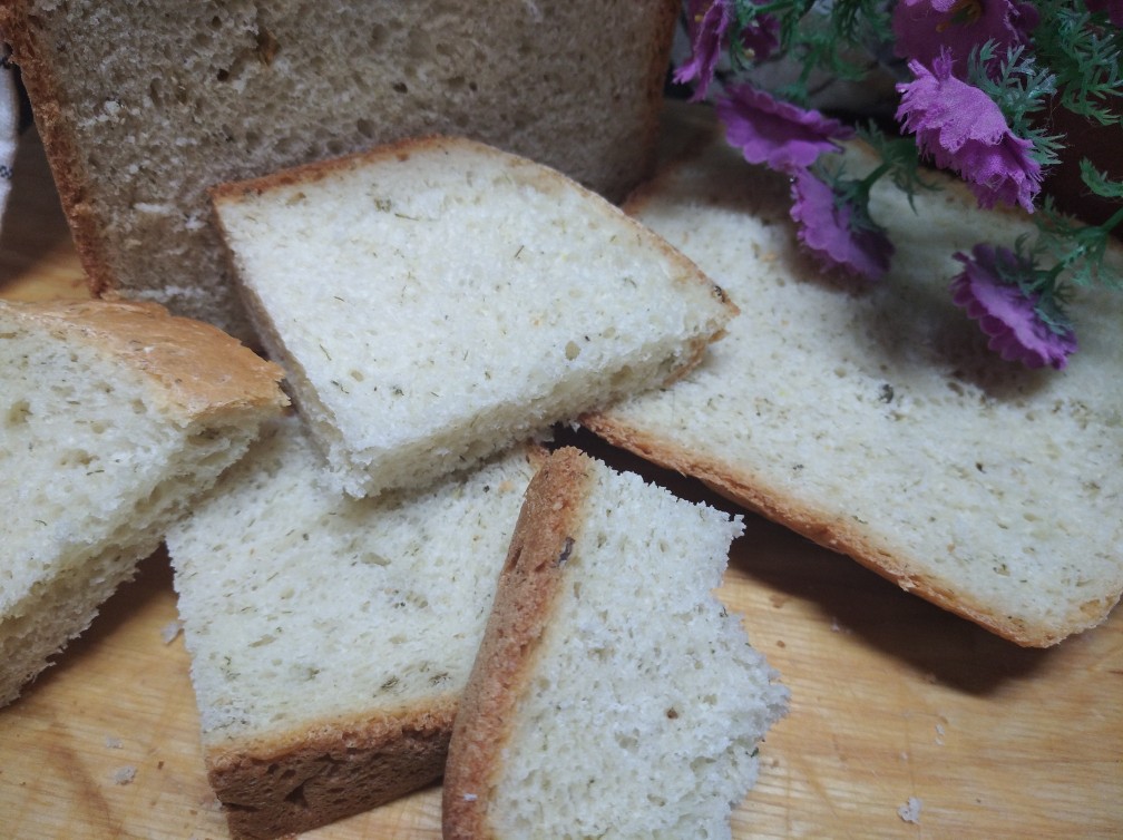 Хлеб с чесноком и укропом в хлебопечке🍞