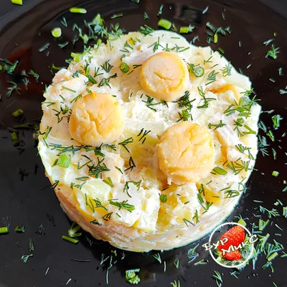 Салат картофельный с гребешком или кальмаром