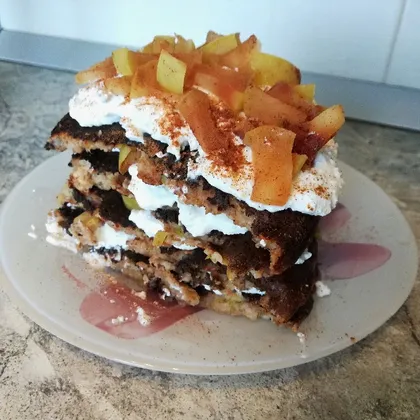 ПП-Яблочное пирожное с моцареллой и кедровыми орешками