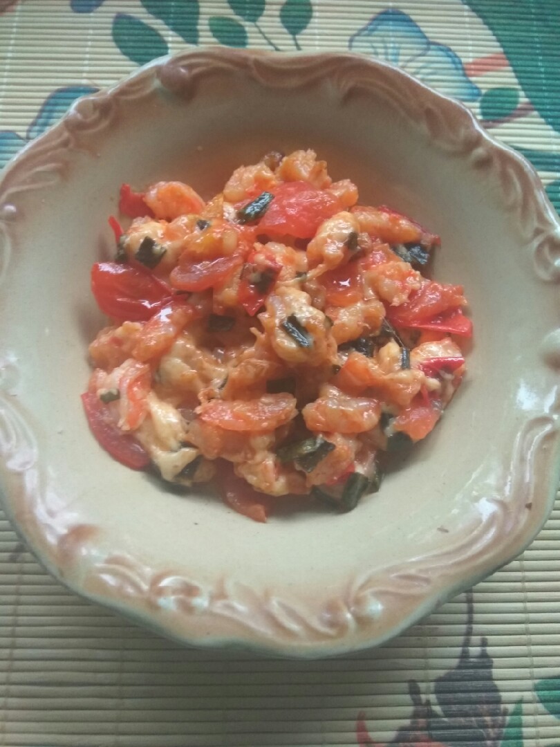 Креветки с сыром и помидорами