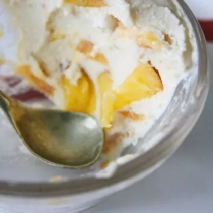 Мягкое творожное мороженое с персиком