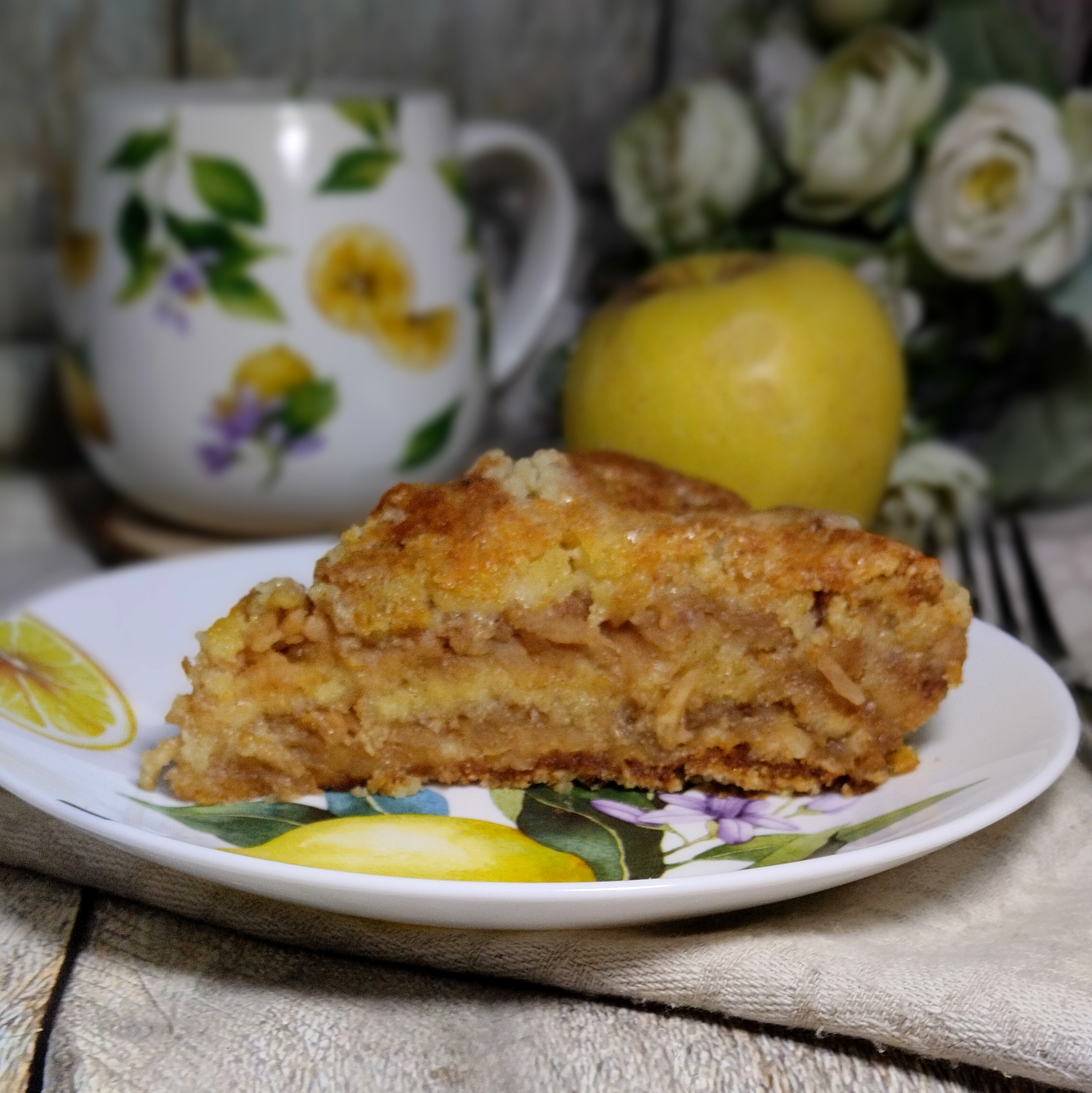 "Три стакана"  пирог с яблоками