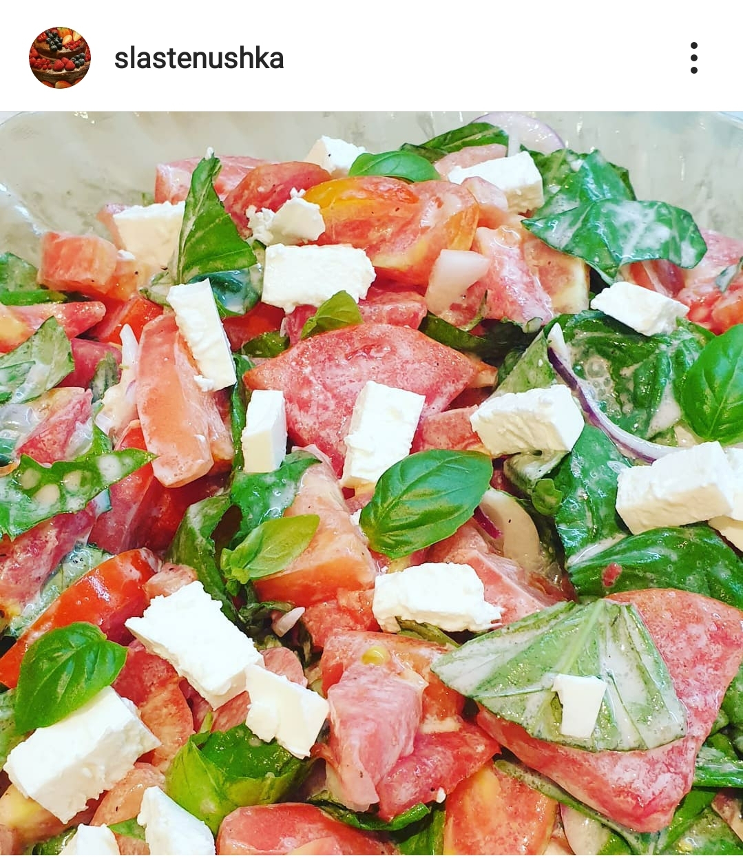 Салат из помидор и базилика, пошаговый рецепт на ккал, фото, ингредиенты - Александра