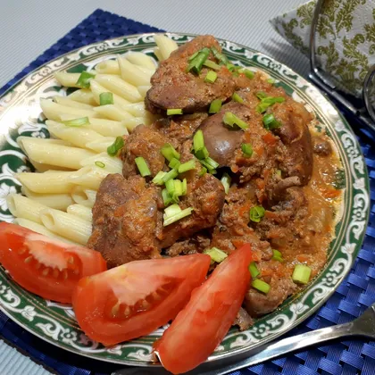 Нежная куриная печень в сметане