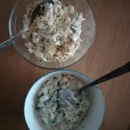 Салат из куриного филе и яиц(2 из одного)