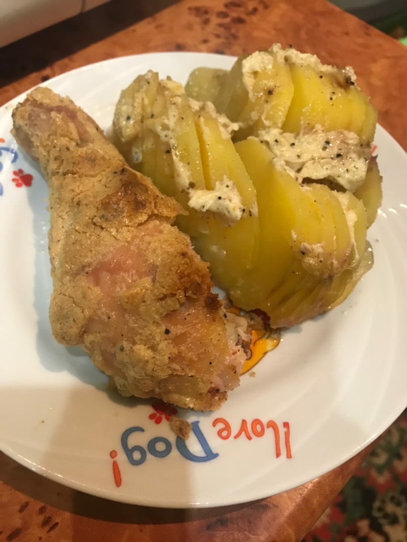 Картофель с куриными окорочками