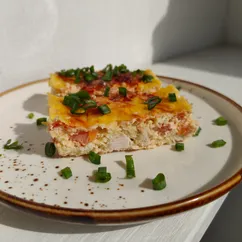 Белковая запеканка с курицей и творогом 