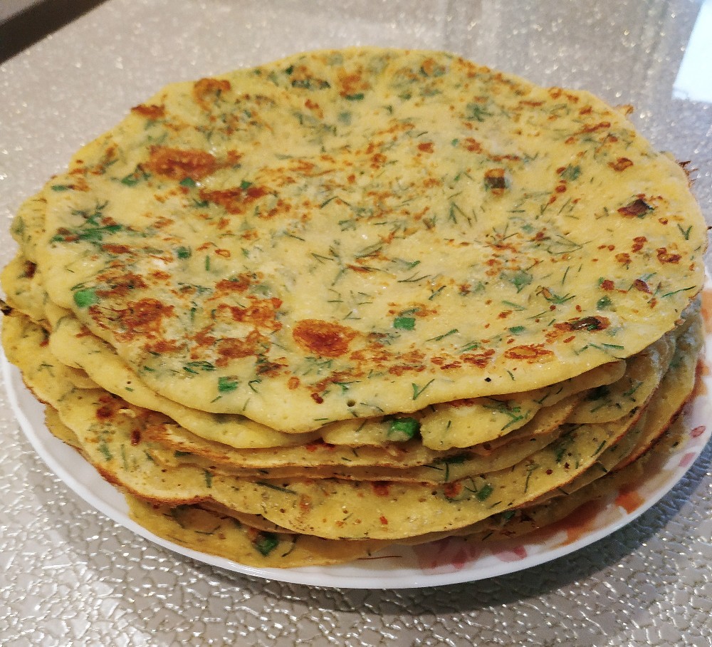 Сырные блины с зеленью