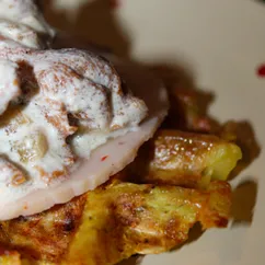 Оладьи (вафли) из кабачков с лисичками 