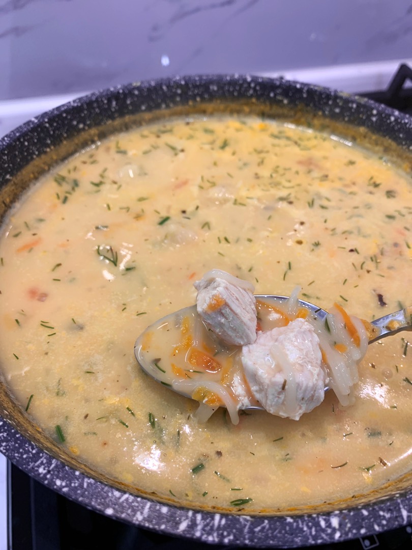 Суп с вермишелью и плавленым сырком